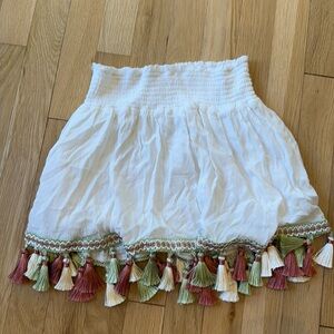 White Miniskirt with Pom Poms on Bottom